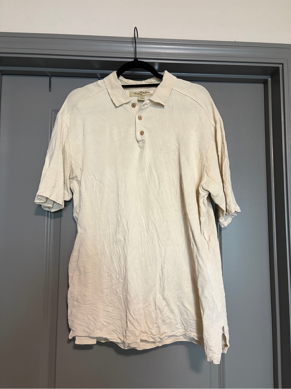 Tommy Bahama Casual Men's Ivory Polo Shirt - Lightweight Short Sleeve
